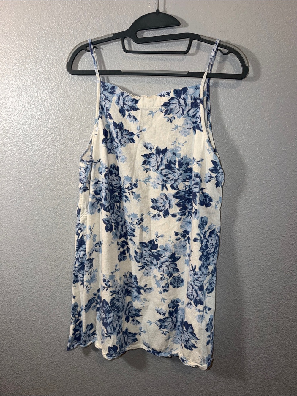 Old Navy White Mini Dress with Blue Floral Print